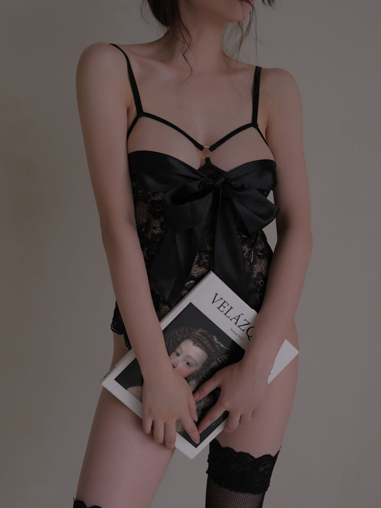 Olivia Baby Doll Bodysuit Set In Black