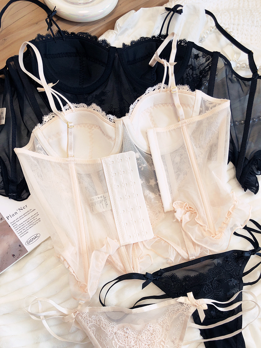 Isabella Baby Doll Corset Set In Black