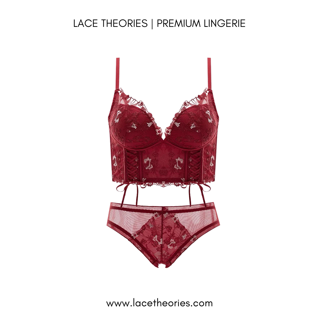 Rue Baby Doll Bustier Set In Red