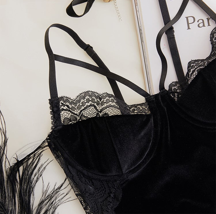 Miffy Suede Bodysuit in Black