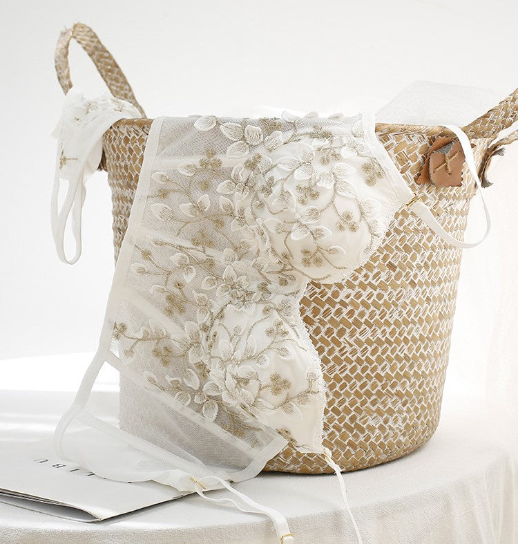 Tyche Floral Embroidery Set In White