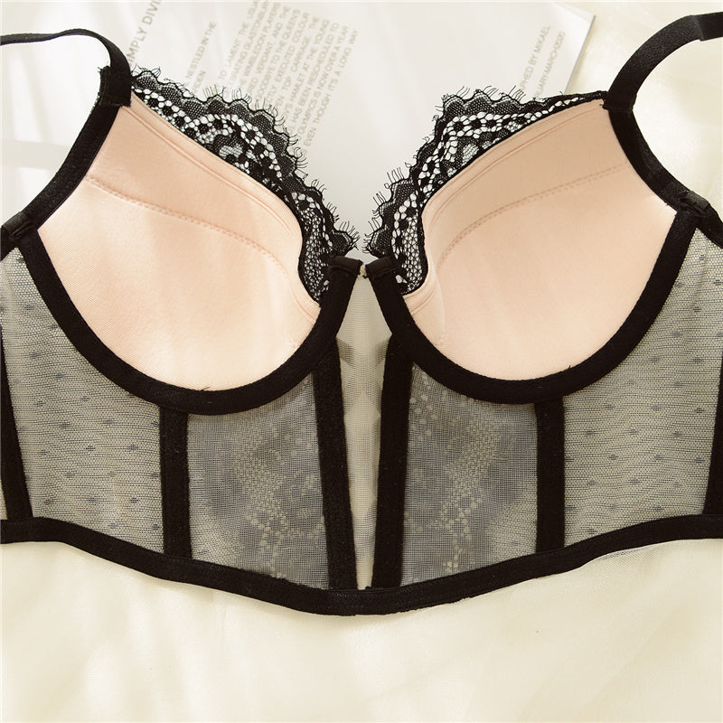 Allie Lace Up Corset Set In Black