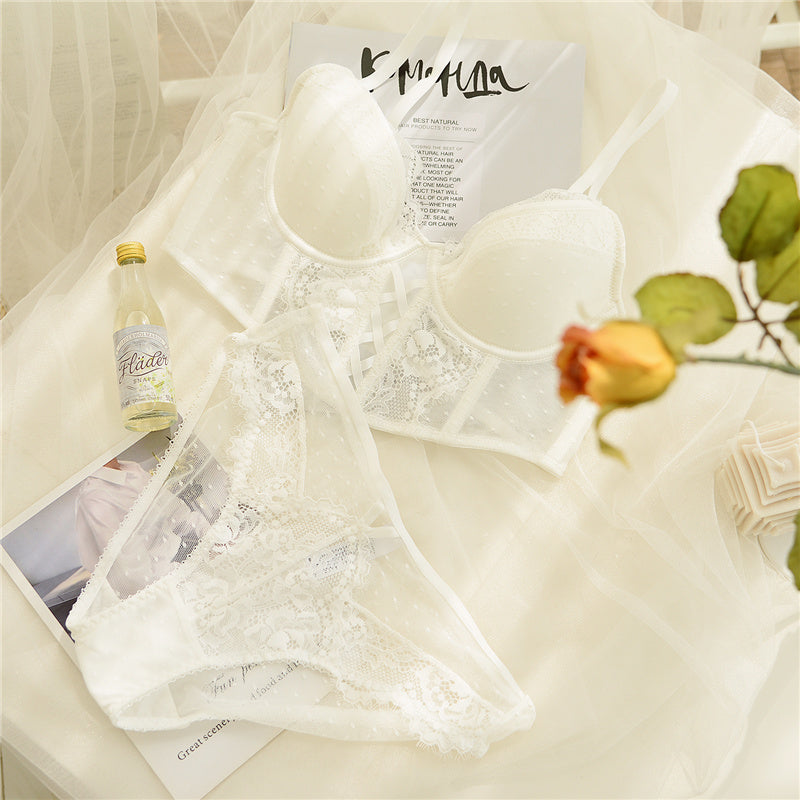 Allie Lace Up Corset Set In White