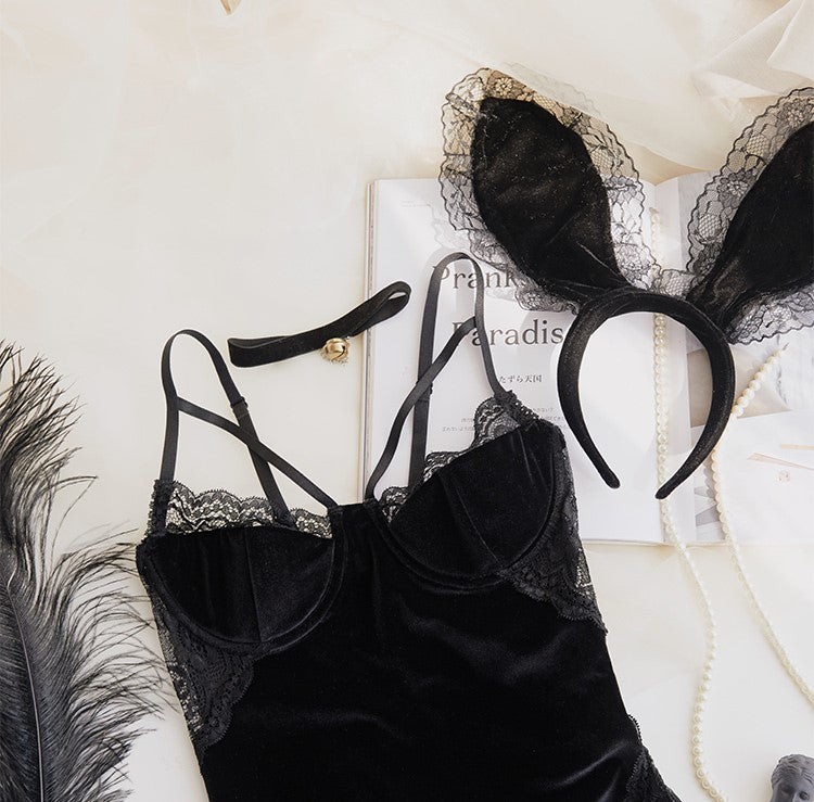 Miffy Suede Bodysuit in Black