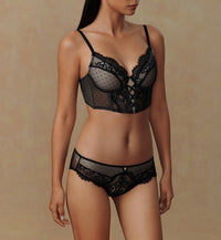 Allie Lace Up Corset Set (Black) - Lace Theories