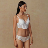 Allie Lace Up Corset Set (White) - Lace Theories