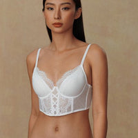 Allie Lace Up Corset Set (White) - Lace Theories