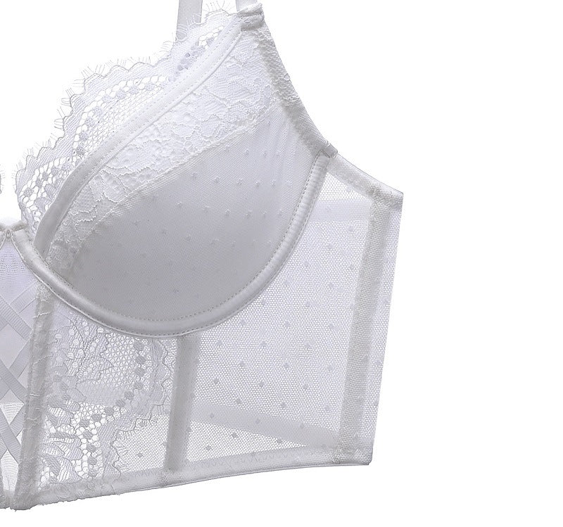 Allie Lace Up Corset Set (White) - Lace Theories