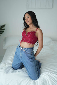 Rue Baby Doll Set (Red) - Lace Theories