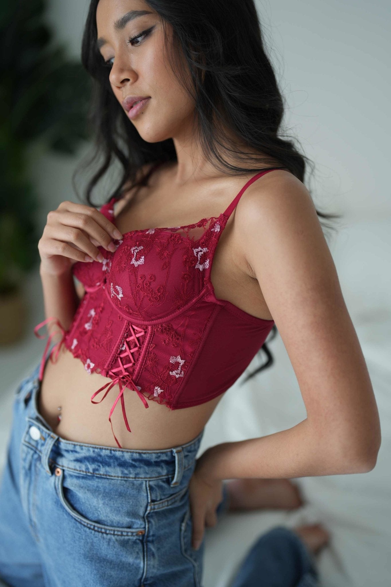 Rue Baby Doll Set (Red) - Lace Theories