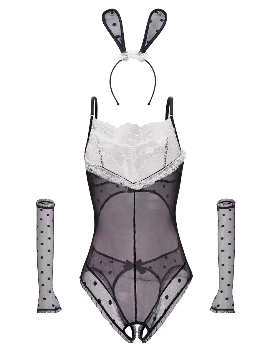 Irene Premium Lace Bodysuit In Black