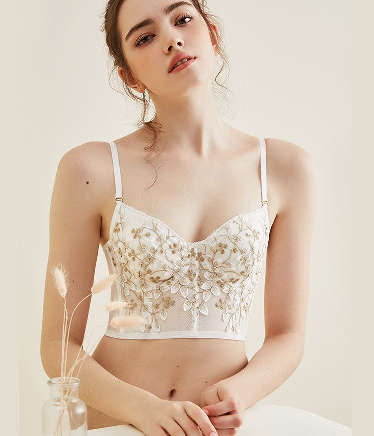 Tyche Floral Embroidery Set In White