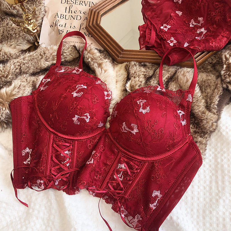 Rue Baby Doll Bustier Set In Red