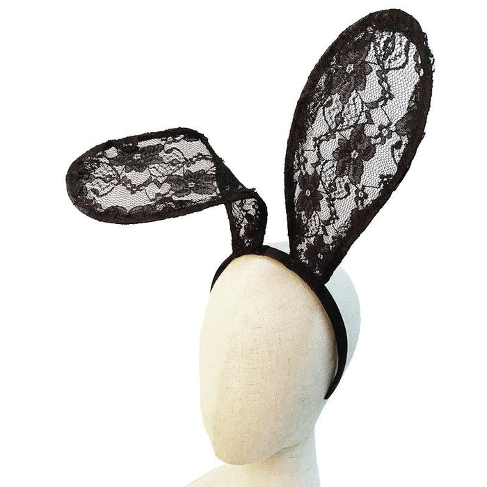 Bunny Lace Headgear (Black) - Lace Theories