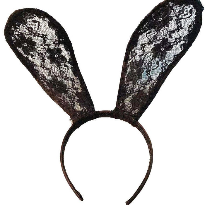 Bunny Lace Headgear (Black) - Lace Theories