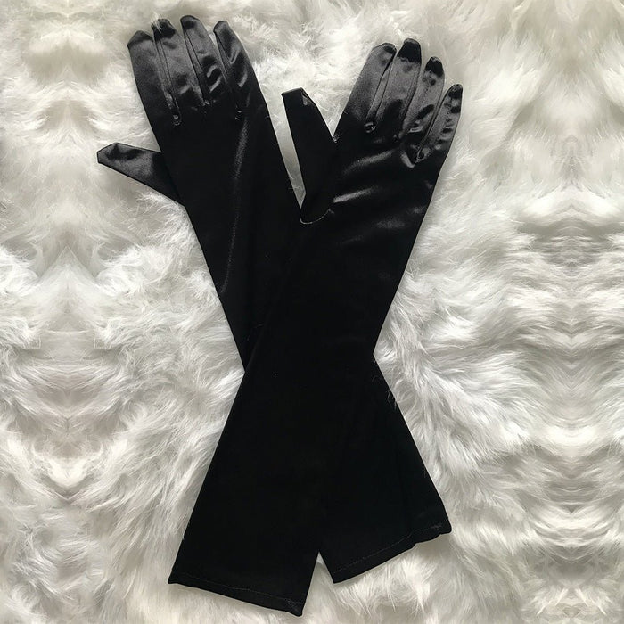 Elbow Length Gloves (Black) - Lace Theories
