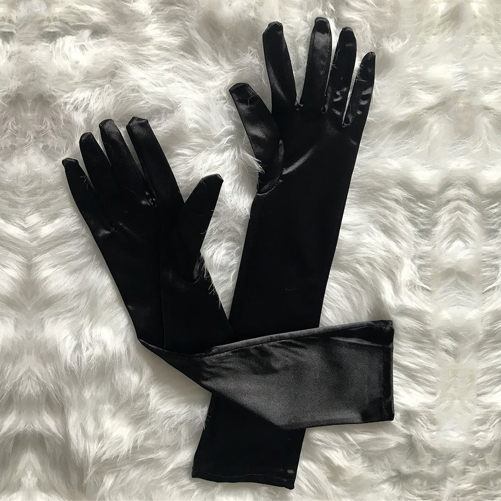 Elbow Length Gloves (Black) - Lace Theories