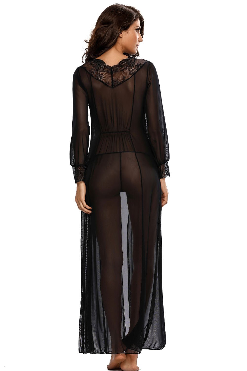 Juniper Premium Nigthwear/ Robe - Plus Size (Black) - Lace Theories