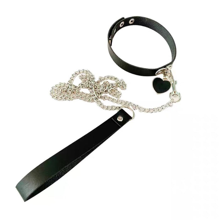 Leather Choker With Metal Chain (PU) - Lace Theories