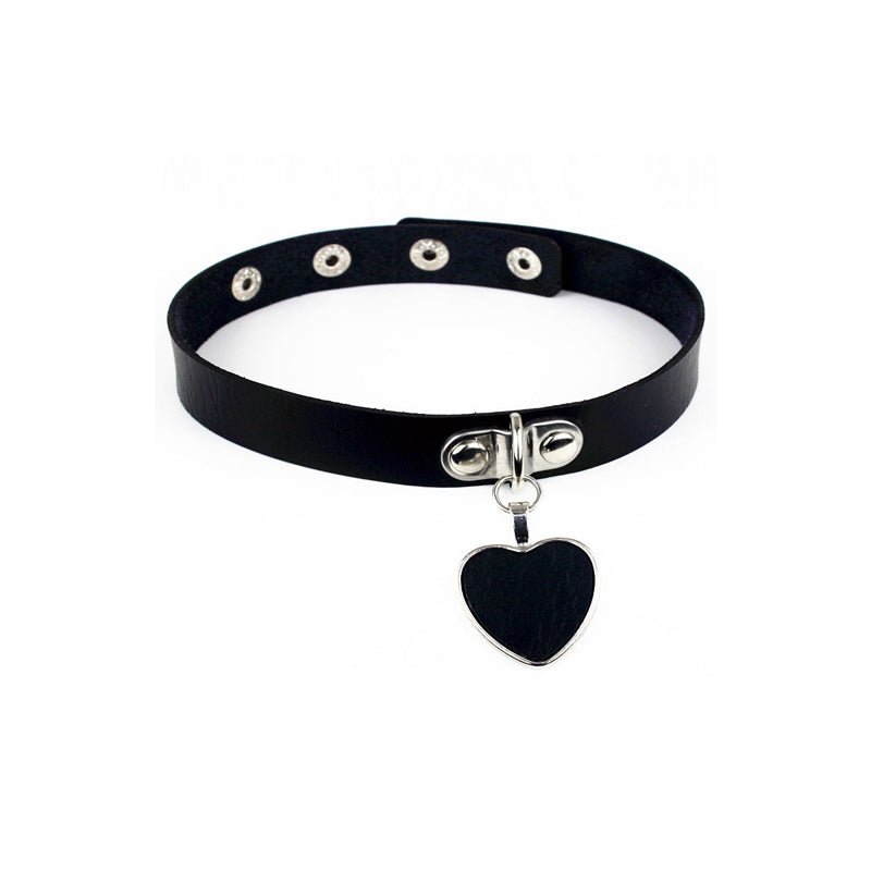 Leather Choker With Metal Chain (PU) - Lace Theories