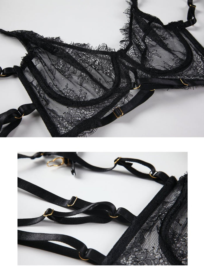 Nyx Premium Lace Bra Set (Black) - Lace Theories